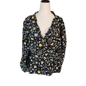 Floral Black and Yellow Women's Top